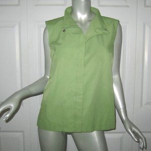 EILEEN FISHER Green Sleeveless Lined Zip Vest